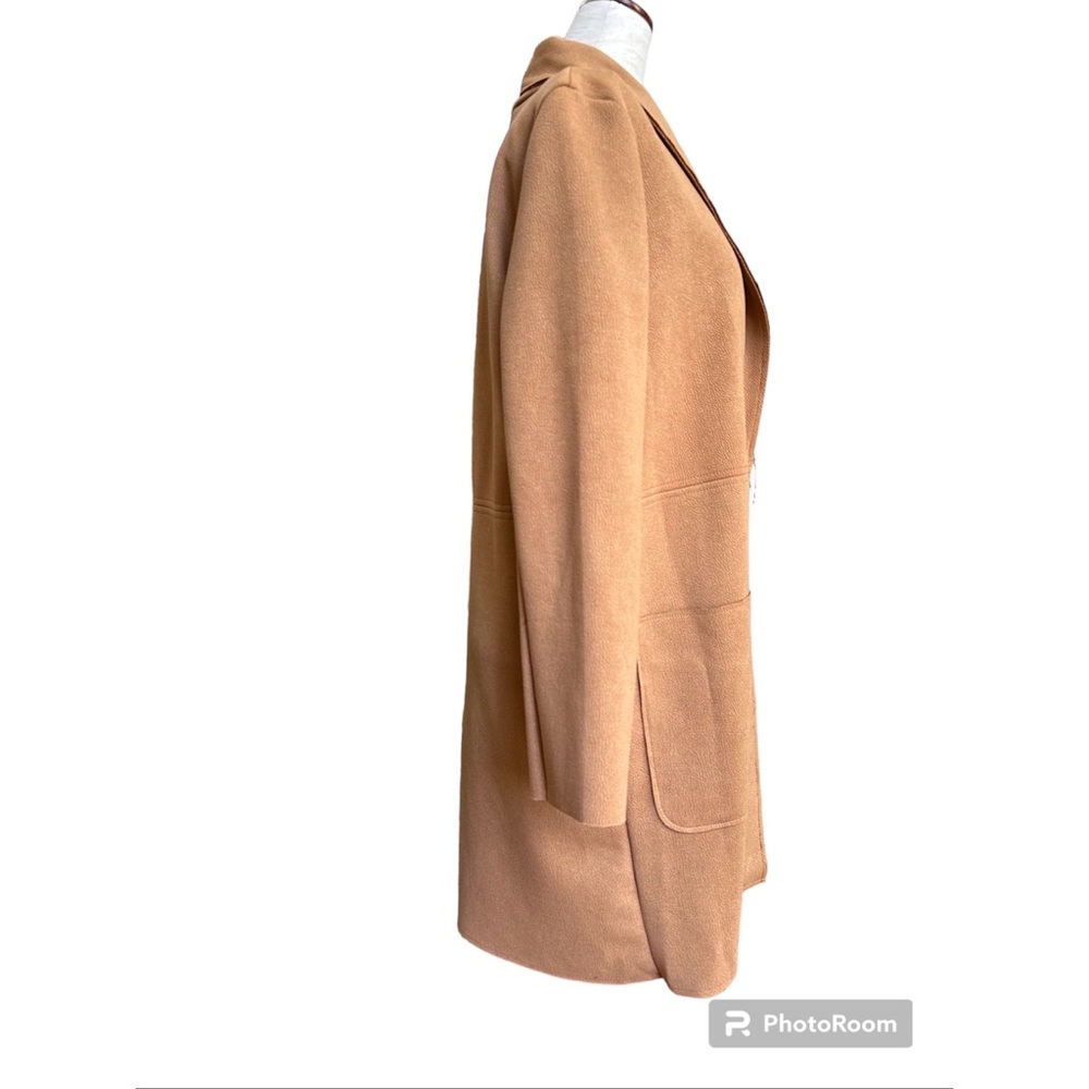 Zara Faux Suede Camel Longline Open Coat, S - Picture 7 of 16